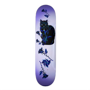 Mycket svart katt och rosor skateboard bräda 19,5 cm