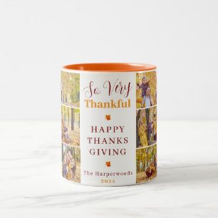 Mycket tacksam Foto på familjen Fall thanksgivin Två-Tonad Mugg