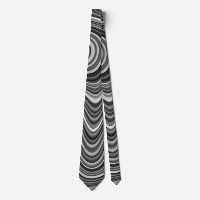 Mycket unik Svartvit Silver Curvy Line Mönster Slips (Framsida)