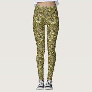 Mycket unikt flerfärgat kurvlinjemönster leggings