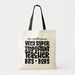 Mycket viktig lärarmodern typografiklapp tygkasse