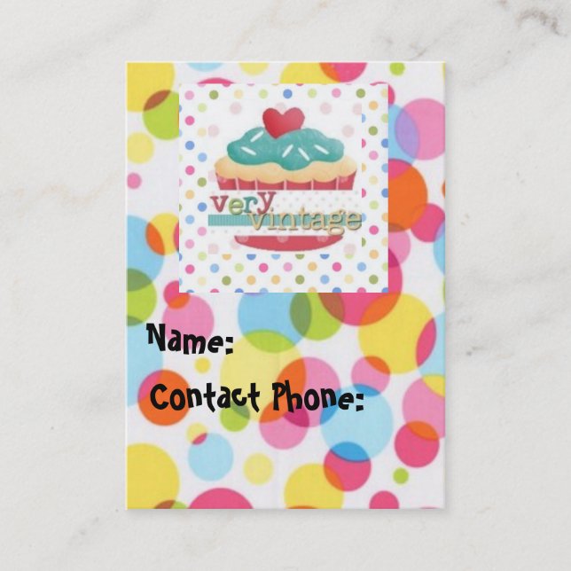 Mycket vintage visitkort (Framsida)