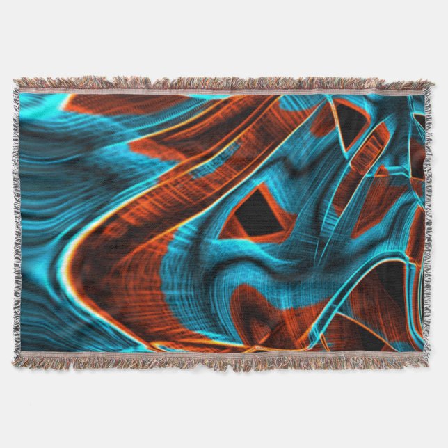 Mycket vridet blått och rött bränt med groovar filt (Framsidan)