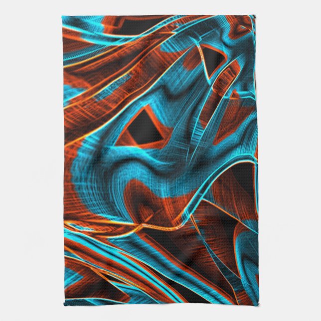 Mycket vridet blått och rött bränt med groovar kökshandduk (Vertikal)