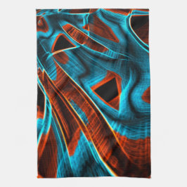 Mycket vridet blått och rött bränt med groovar kökshandduk