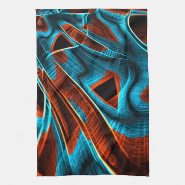 Mycket vridet blått och rött bränt med groovar kökshandduk (Vertikal)