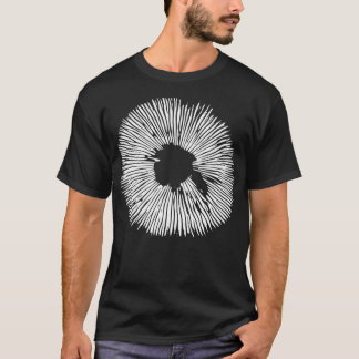Mycology Mushroom Spore Print Stencil på svart T Shirt