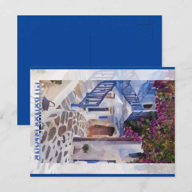 Myconos  coffee mug vykort (Fram/baksida)