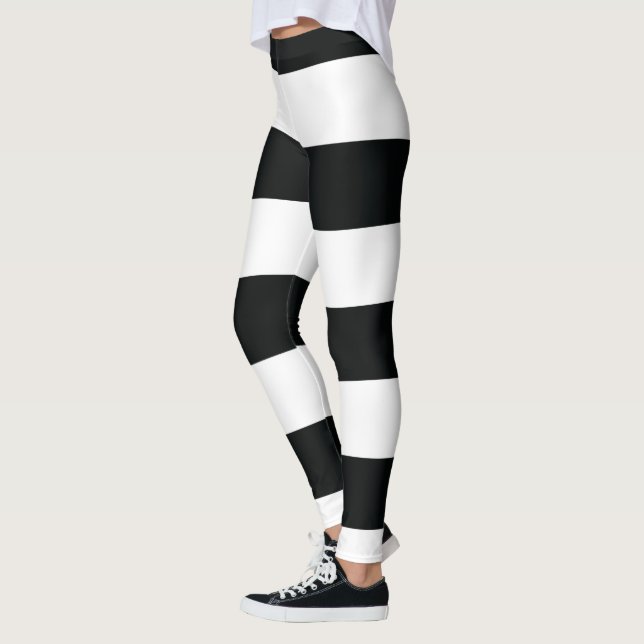 Mydeas | Svartvit bred Rand Leggings (Vänster)