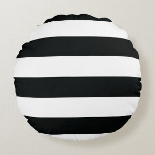 Mydeas   Svartvit bred Rand Rund Kudde