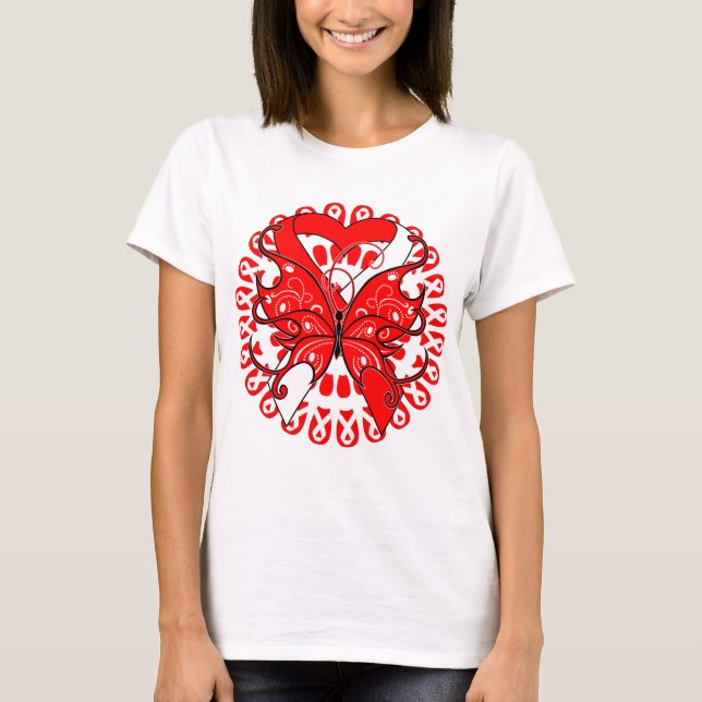 Myelodysplastiskt syndrom Butterfly Circle of Ribb Tee Shirt (Framsida)
