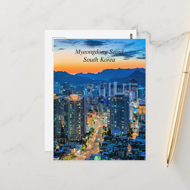 Myeongdong, Söul, Sydkorea Vykort (Fram/Back In Situ)