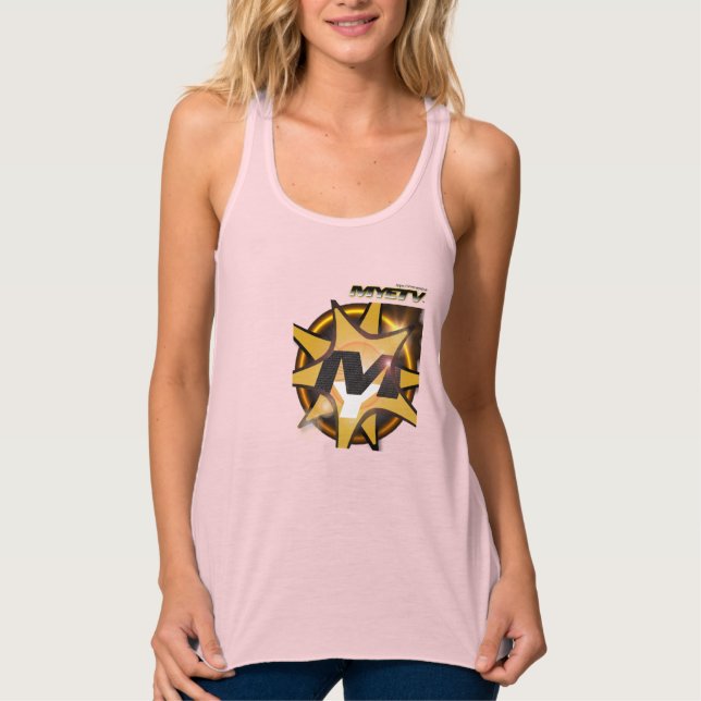 MYETV Women's Flowy Racerback Tanktop (Rosa) Linne Med Racerback (Framsida)