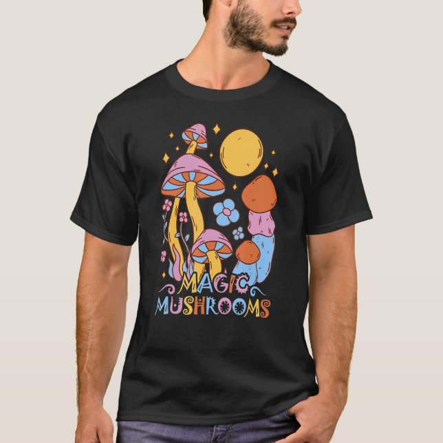 Mykologi Färgfyllda magiska svampar för hippies A T Shirt (Framsida)