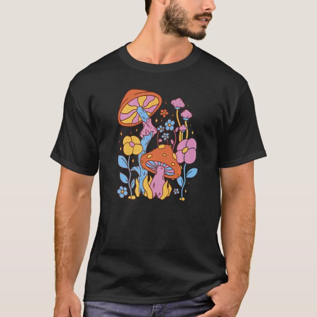 Mykologi Färgfyllda magiska svampar för hippies A T Shirt (Framsida)