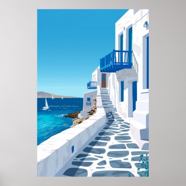 Mykonos Blue Sea View Poster (Framsidan)