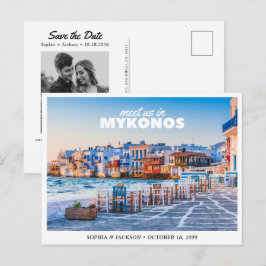 Mykonos Bröllop Spara Datum Grekland Resa Retro Vykort