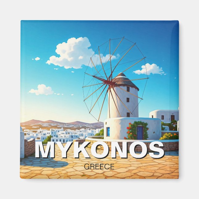 Mykonos Fridge Kvarn Magnet (Framsidan)
