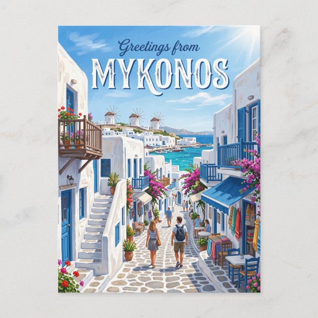 Mykonos Gamla Stan (Chora) Grekland Vykort (Framsida)