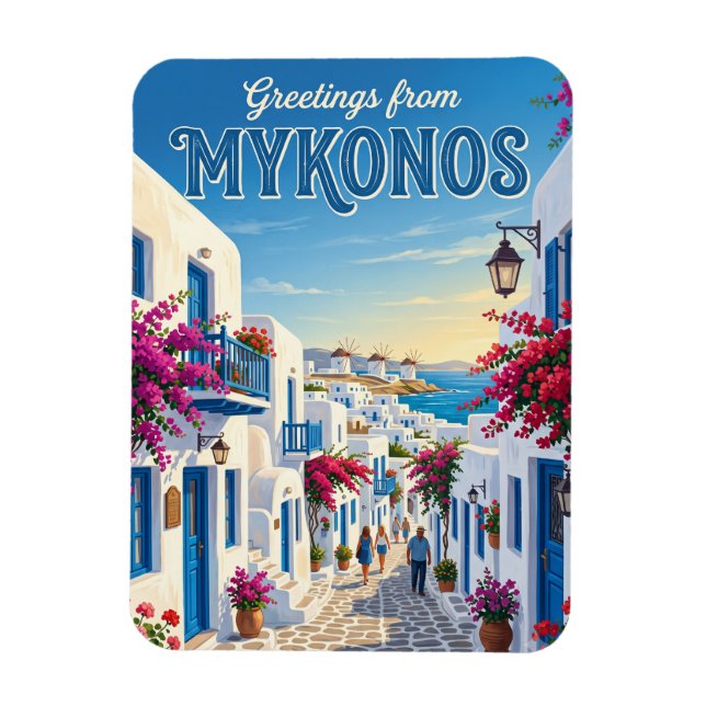 Mykonos Gamla Stan Grekland Magnet (Vertikal)