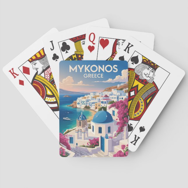 Mykonos Greece Coast Travel Art Vintage Casinokort (Baksidan)
