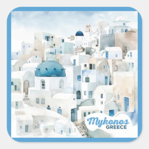 Mykonos Greece Fyrkantigt Klistermärke