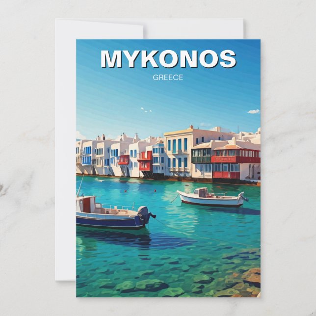 Mykonos Greece Islands-båtar Julkort (Framsida)