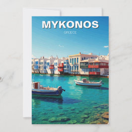 Mykonos Greece Islands-båtar Julkort
