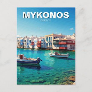 Mykonos Greece Islands-båtar Vykort