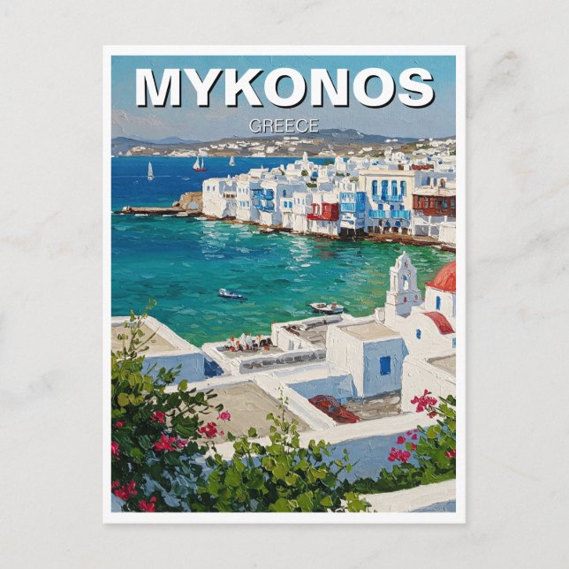 Mykonos Greece Islands Little Venice Vykort (Framsida)
