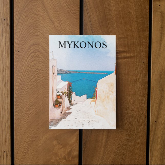 Mykonos Greece Ocean View Travel Vykort (mykonos greece travel postcard)