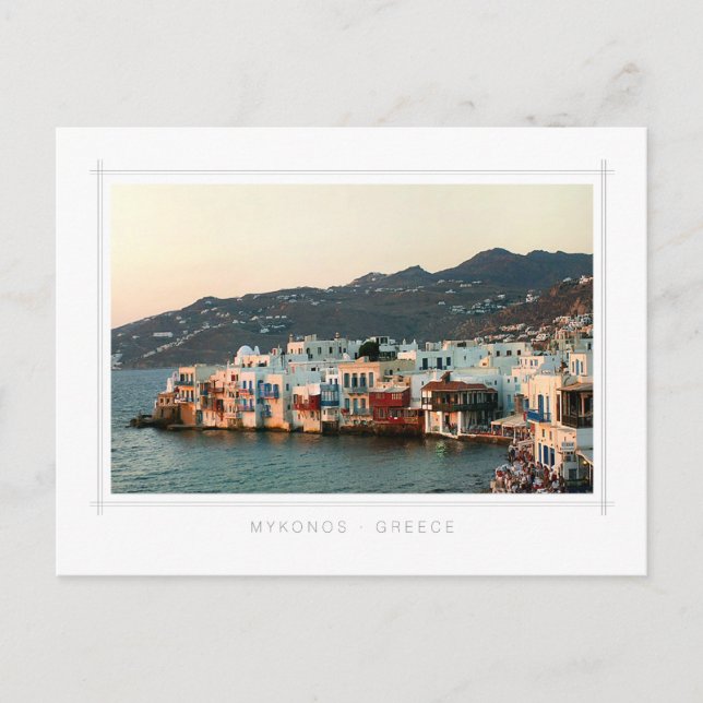 Mykonos Greece Sunset in Little Venice Vykort (Framsida)