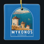 Mykonos Greece Travel Art Emblem<br><div class="desc">Mykonos retro-vektorfärgsutformning. Mykonos erbjuder en blandning av relaxation,  skönhet och perfekt,  från de sceniska vindkraftverken till de charmerande fälten i Little Venedig.</div>