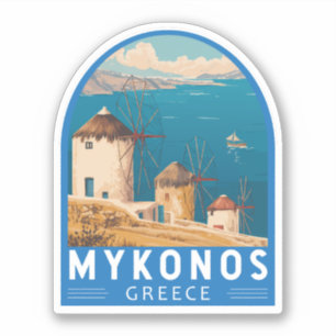 Mykonos Greece Travel Art Emblem Klistermärken