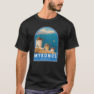 Mykonos Greece Travel Art Emblem T Shirt