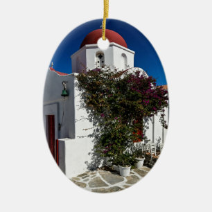 Mykonos Greece Travel - Church Cafe Europe Tourism Julgransprydnad Keramik