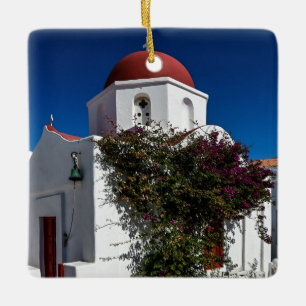 Mykonos Greece Travel - Church Cafe Europe Tourism Julgransprydnad Keramik