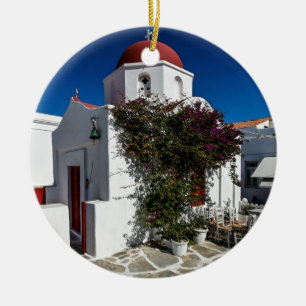 Mykonos Greece Travel - Church Cafe Europe Tourism Julgransprydnad Keramik