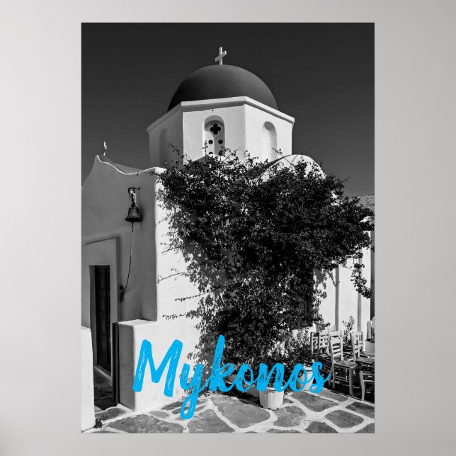 Mykonos Greece Travel - Church Cafe Europe Tourism Poster (Framsidan)