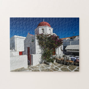 Mykonos Greece Travel - Church Cafe Europe Tourism Pussel