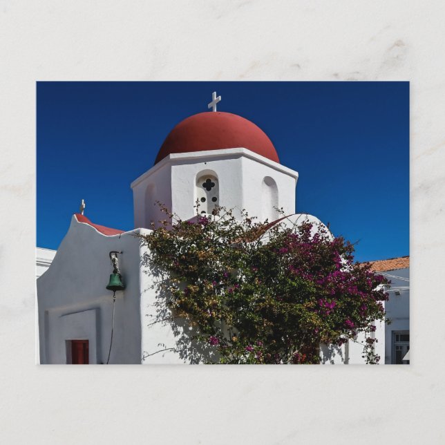 Mykonos Greece Travel - Church Cafe Europe Tourism Vykort (Framsida)
