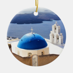 Mykonos Greece Travel Europe Tourism Santorini Julgransprydnad Keramik