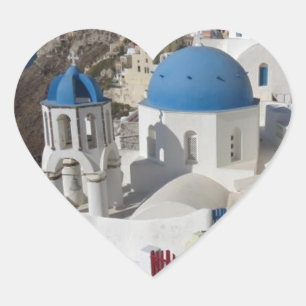 Mykonos Greece Travel Hjärtformat Klistermärke