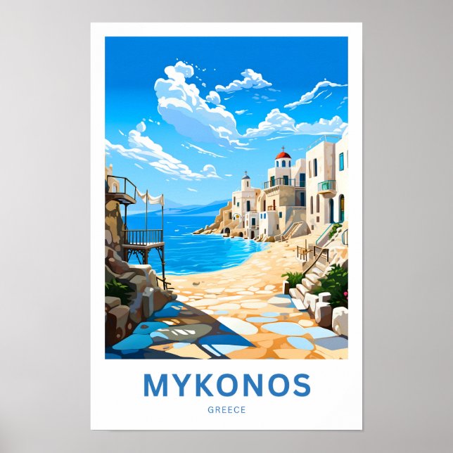 Mykonos Greece Travel Print Poster (Framsidan)