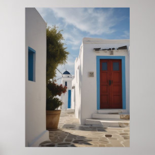 Mykonos Greece Travel vykort Poster