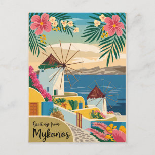 Mykonos Greece Vintage Vykort