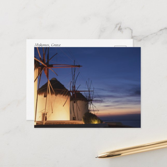 Mykonos Greece vycard Vykort (Fram/Back In Situ)