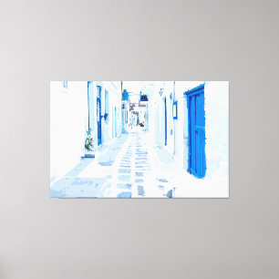 Mykonos Greece Watercolor Digital målning Canvastryck