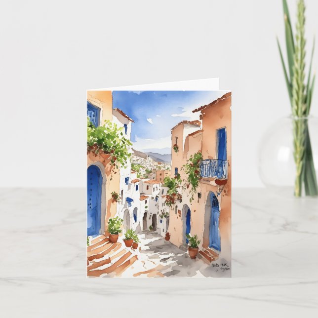 Mykonos Greece Watercolor Kort (Framsida)