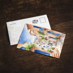 Mykonos Greece Watercolor Postcard Inbjudningar